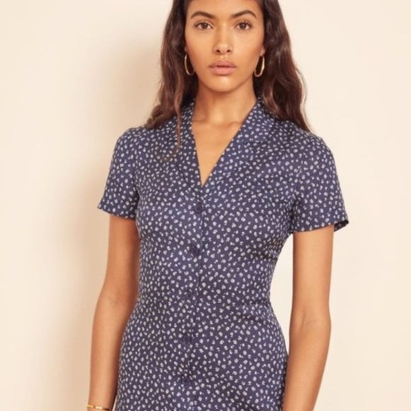 NWT Reformation Breje Midi Button Down Dress with Belt- M - Picture 3 of 4